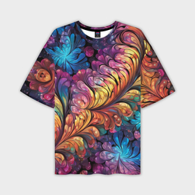 Мужская футболка oversize 3D с принтом Витиеватый разноцветный абстрактный узор ,  |  | Тематика изображения на принте: 