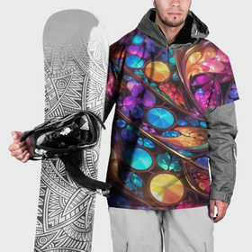 Накидка на куртку 3D с принтом Яркий абстрактный фрактальный узор в Курске, 100% полиэстер |  | 