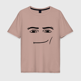 Мужская футболка хлопок Oversize с принтом Роблокс лицо мем в Тюмени, 100% хлопок | свободный крой, круглый ворот, “спинка” длиннее передней части | 