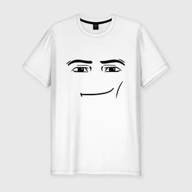 Мужская футболка хлопок Slim с принтом Роблокс лицо мем в Тюмени, 92% хлопок, 8% лайкра | приталенный силуэт, круглый вырез ворота, длина до линии бедра, короткий рукав | Тематика изображения на принте: 