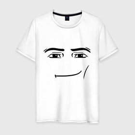 Мужская футболка хлопок с принтом Роблокс лицо мем в Тюмени, 100% хлопок | прямой крой, круглый вырез горловины, длина до линии бедер, слегка спущенное плечо. | Тематика изображения на принте: 
