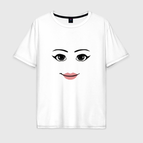 Мужская футболка хлопок Oversize с принтом Роблокс лицо девочки в Тюмени, 100% хлопок | свободный крой, круглый ворот, “спинка” длиннее передней части | Тематика изображения на принте: 