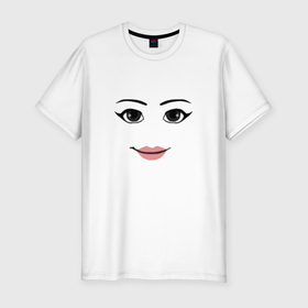 Мужская футболка хлопок Slim с принтом Роблокс лицо девочки в Тюмени, 92% хлопок, 8% лайкра | приталенный силуэт, круглый вырез ворота, длина до линии бедра, короткий рукав | Тематика изображения на принте: 