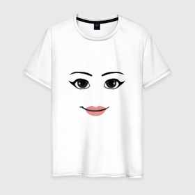 Мужская футболка хлопок с принтом Роблокс лицо девочки в Кировске, 100% хлопок | прямой крой, круглый вырез горловины, длина до линии бедер, слегка спущенное плечо. | 