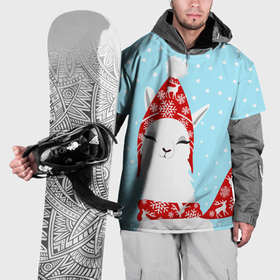 Накидка на куртку 3D с принтом Лама   альпака в шапочке зимой в Петрозаводске, 100% полиэстер |  | Тематика изображения на принте: 