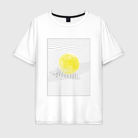 Мужская футболка хлопок Oversize с принтом Луна геометрия в Кировске, 100% хлопок | свободный крой, круглый ворот, “спинка” длиннее передней части | 