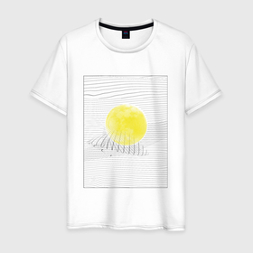 Мужская футболка хлопок с принтом Луна геометрия в Курске, 100% хлопок | прямой крой, круглый вырез горловины, длина до линии бедер, слегка спущенное плечо. | 