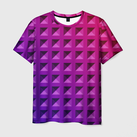 Мужская футболка 3D с принтом Пластиковые объемные квадраты в Кировске, 100% полиэфир | прямой крой, круглый вырез горловины, длина до линии бедер | 