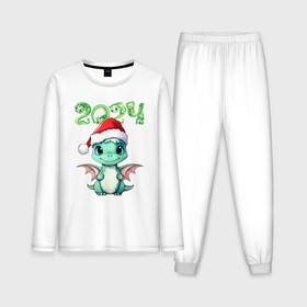 Мужская пижама с лонгсливом хлопок с принтом 2024 символ года милый дракончик ,  |  | Тематика изображения на принте: 