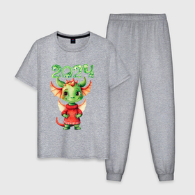 Мужская пижама хлопок с принтом 2024 маленький  дракоша в Белгороде, 100% хлопок | брюки и футболка прямого кроя, без карманов, на брюках мягкая резинка на поясе и по низу штанин
 | 