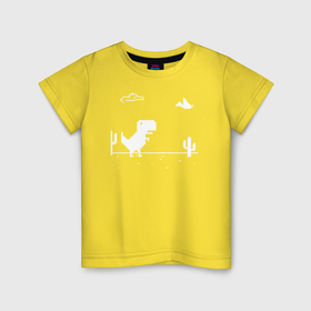 Детская футболка хлопок с принтом Динозавр гугл хром Дино в Кировске, 100% хлопок | круглый вырез горловины, полуприлегающий силуэт, длина до линии бедер | 
