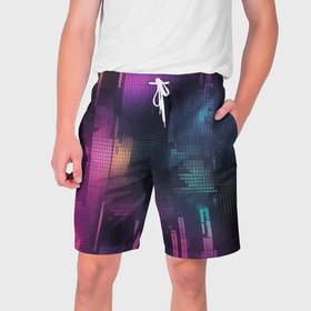 Мужские шорты 3D с принтом Цветные пиксели retro в Тюмени,  полиэстер 100% | прямой крой, два кармана без застежек по бокам. Мягкая трикотажная резинка на поясе, внутри которой широкие завязки. Длина чуть выше колен | 