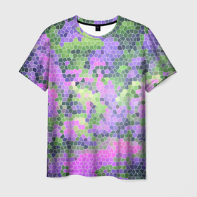Мужская футболка 3D с принтом Разноцветный витраж в Тюмени, 100% полиэфир | прямой крой, круглый вырез горловины, длина до линии бедер | Тематика изображения на принте: 