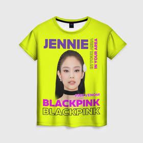 Женская футболка 3D с принтом Jennie   певица Blackpink в Тюмени, 100% полиэфир ( синтетическое хлопкоподобное полотно) | прямой крой, круглый вырез горловины, длина до линии бедер | 