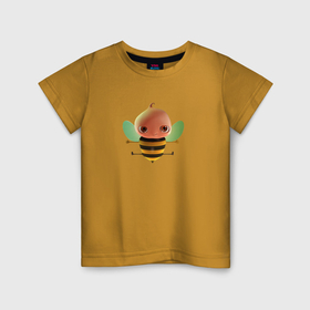 Детская футболка хлопок с принтом Пчёлка вратарь в Тюмени, 100% хлопок | круглый вырез горловины, полуприлегающий силуэт, длина до линии бедер | 