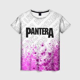 Женская футболка 3D с принтом Pantera rock legends посередине в Кировске, 100% полиэфир ( синтетическое хлопкоподобное полотно) | прямой крой, круглый вырез горловины, длина до линии бедер | 