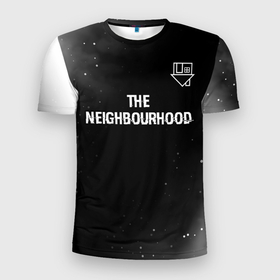 Мужская футболка 3D Slim с принтом The Neighbourhood glitch на темном фоне посередине в Тюмени, 100% полиэстер с улучшенными характеристиками | приталенный силуэт, круглая горловина, широкие плечи, сужается к линии бедра | 
