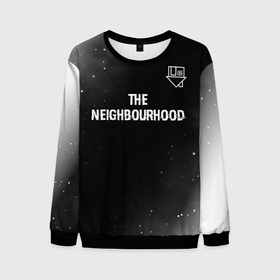 Мужской свитшот 3D с принтом The Neighbourhood glitch на темном фоне посередине в Тюмени, 100% полиэстер с мягким внутренним слоем | круглый вырез горловины, мягкая резинка на манжетах и поясе, свободная посадка по фигуре | 