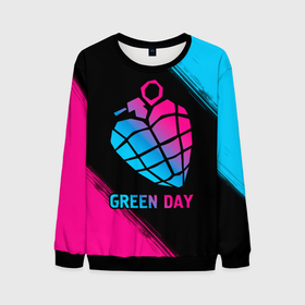 Мужской свитшот 3D с принтом Green Day   neon gradient в Курске, 100% полиэстер с мягким внутренним слоем | круглый вырез горловины, мягкая резинка на манжетах и поясе, свободная посадка по фигуре | Тематика изображения на принте: 