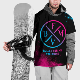 Накидка на куртку 3D с принтом Bullet For My Valentine   neon gradient в Петрозаводске, 100% полиэстер |  | 