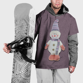 Накидка на куртку 3D с принтом Снеговик мальчик на вязаном фоне в Кировске, 100% полиэстер |  | 
