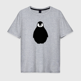 Мужская футболка хлопок Oversize с принтом Пингвин мылыш трафарет в Кировске, 100% хлопок | свободный крой, круглый ворот, “спинка” длиннее передней части | Тематика изображения на принте: 
