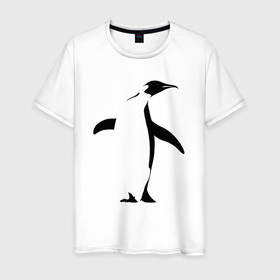 Мужская футболка хлопок с принтом Пингвин анфас трафарет в Кировске, 100% хлопок | прямой крой, круглый вырез горловины, длина до линии бедер, слегка спущенное плечо. | 
