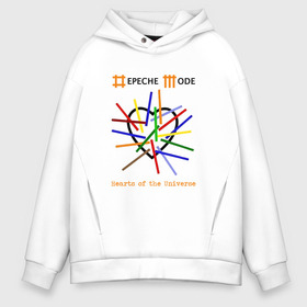 Мужское худи Oversize хлопок с принтом Depeche Mode   Hearts of the universe в Новосибирске, френч-терри — 70% хлопок, 30% полиэстер. Мягкий теплый начес внутри —100% хлопок | боковые карманы, эластичные манжеты и нижняя кромка, капюшон на магнитной кнопке | 