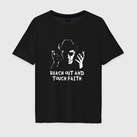 Мужская футболка хлопок Oversize с принтом Depeche Mode   Reach out and touch faith в Курске, 100% хлопок | свободный крой, круглый ворот, “спинка” длиннее передней части | 