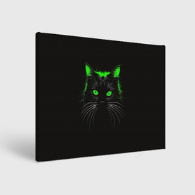 Холст прямоугольный с принтом Черный кот в зеленом свечении , 100% ПВХ |  | 