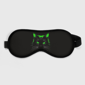Маска для сна 3D с принтом Черный кот в зеленом свечении в Кировске, внешний слой — 100% полиэфир, внутренний слой — 100% хлопок, между ними — поролон |  | 