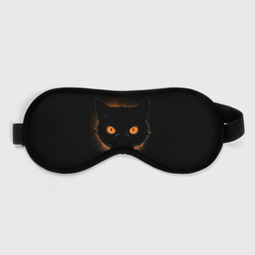 Маска для сна 3D с принтом Портрет черного кота в оранжевом свечении в Кировске, внешний слой — 100% полиэфир, внутренний слой — 100% хлопок, между ними — поролон |  | 