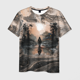 Мужская футболка 3D с принтом Охотник в сумерках в Кировске, 100% полиэфир | прямой крой, круглый вырез горловины, длина до линии бедер | 