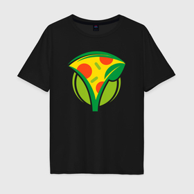 Мужская футболка хлопок Oversize с принтом Life vegan в Петрозаводске, 100% хлопок | свободный крой, круглый ворот, “спинка” длиннее передней части | Тематика изображения на принте: 