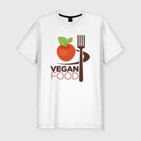 Мужская футболка хлопок Slim с принтом Food vegan в Курске, 92% хлопок, 8% лайкра | приталенный силуэт, круглый вырез ворота, длина до линии бедра, короткий рукав | 
