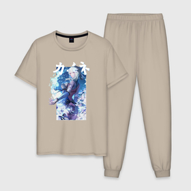 Мужская пижама хлопок с принтом Кайнэ: Nier Replicant в Екатеринбурге, 100% хлопок | брюки и футболка прямого кроя, без карманов, на брюках мягкая резинка на поясе и по низу штанин
 | 