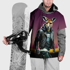 Накидка на куртку 3D с принтом Cool kangaroo   ai art в Тюмени, 100% полиэстер |  | 