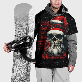 Накидка на куртку 3D с принтом Рождественская с черепом деда мороза в Курске, 100% полиэстер |  | 