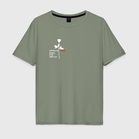 Мужская футболка хлопок Oversize с принтом Depeche Mode   Enjoy The Silence красная роза в Кировске, 100% хлопок | свободный крой, круглый ворот, “спинка” длиннее передней части | Тематика изображения на принте: 
