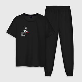 Мужская пижама хлопок с принтом Depeche Mode   Enjoy The Silence красная роза , 100% хлопок | брюки и футболка прямого кроя, без карманов, на брюках мягкая резинка на поясе и по низу штанин
 | 