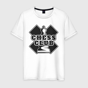 Мужская футболка хлопок с принтом Chess club , 100% хлопок | прямой крой, круглый вырез горловины, длина до линии бедер, слегка спущенное плечо. | 