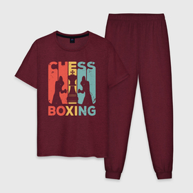Мужская пижама хлопок с принтом Шахматный бокс в Курске, 100% хлопок | брюки и футболка прямого кроя, без карманов, на брюках мягкая резинка на поясе и по низу штанин
 | 