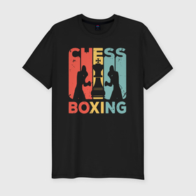 Мужская футболка хлопок Slim с принтом Шахматный бокс в Курске, 92% хлопок, 8% лайкра | приталенный силуэт, круглый вырез ворота, длина до линии бедра, короткий рукав | 