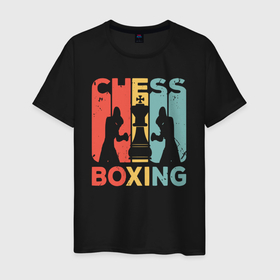Мужская футболка хлопок с принтом Шахматный бокс в Курске, 100% хлопок | прямой крой, круглый вырез горловины, длина до линии бедер, слегка спущенное плечо. | 