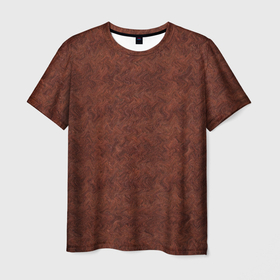 Мужская футболка 3D с принтом Красно коричневый имитация меха , 100% полиэфир | прямой крой, круглый вырез горловины, длина до линии бедер | Тематика изображения на принте: 