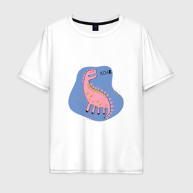 Мужская футболка хлопок Oversize с принтом Розовый дракон в Новосибирске, 100% хлопок | свободный крой, круглый ворот, “спинка” длиннее передней части | Тематика изображения на принте: 