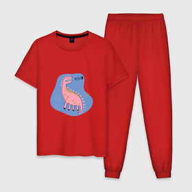 Мужская пижама хлопок с принтом Розовый дракон в Новосибирске, 100% хлопок | брюки и футболка прямого кроя, без карманов, на брюках мягкая резинка на поясе и по низу штанин
 | 
