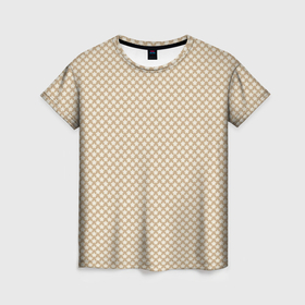 Женская футболка 3D с принтом Бежевый паттерн маленькие цветы в Кировске, 100% полиэфир ( синтетическое хлопкоподобное полотно) | прямой крой, круглый вырез горловины, длина до линии бедер | 
