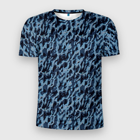 Мужская футболка 3D Slim с принтом Размытый пятнистый синий в Санкт-Петербурге, 100% полиэстер с улучшенными характеристиками | приталенный силуэт, круглая горловина, широкие плечи, сужается к линии бедра | 