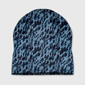 Шапка 3D с принтом Размытый пятнистый синий в Санкт-Петербурге, 100% полиэстер | универсальный размер, печать по всей поверхности изделия | Тематика изображения на принте: 